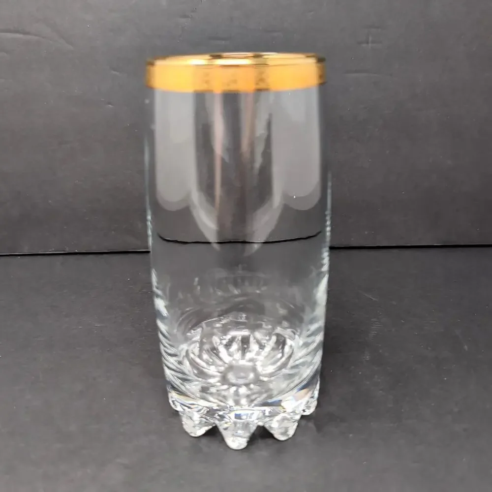 VTG Pasabahce‎ Set of 6 Gold Rim Glasses Highball Gold Rim